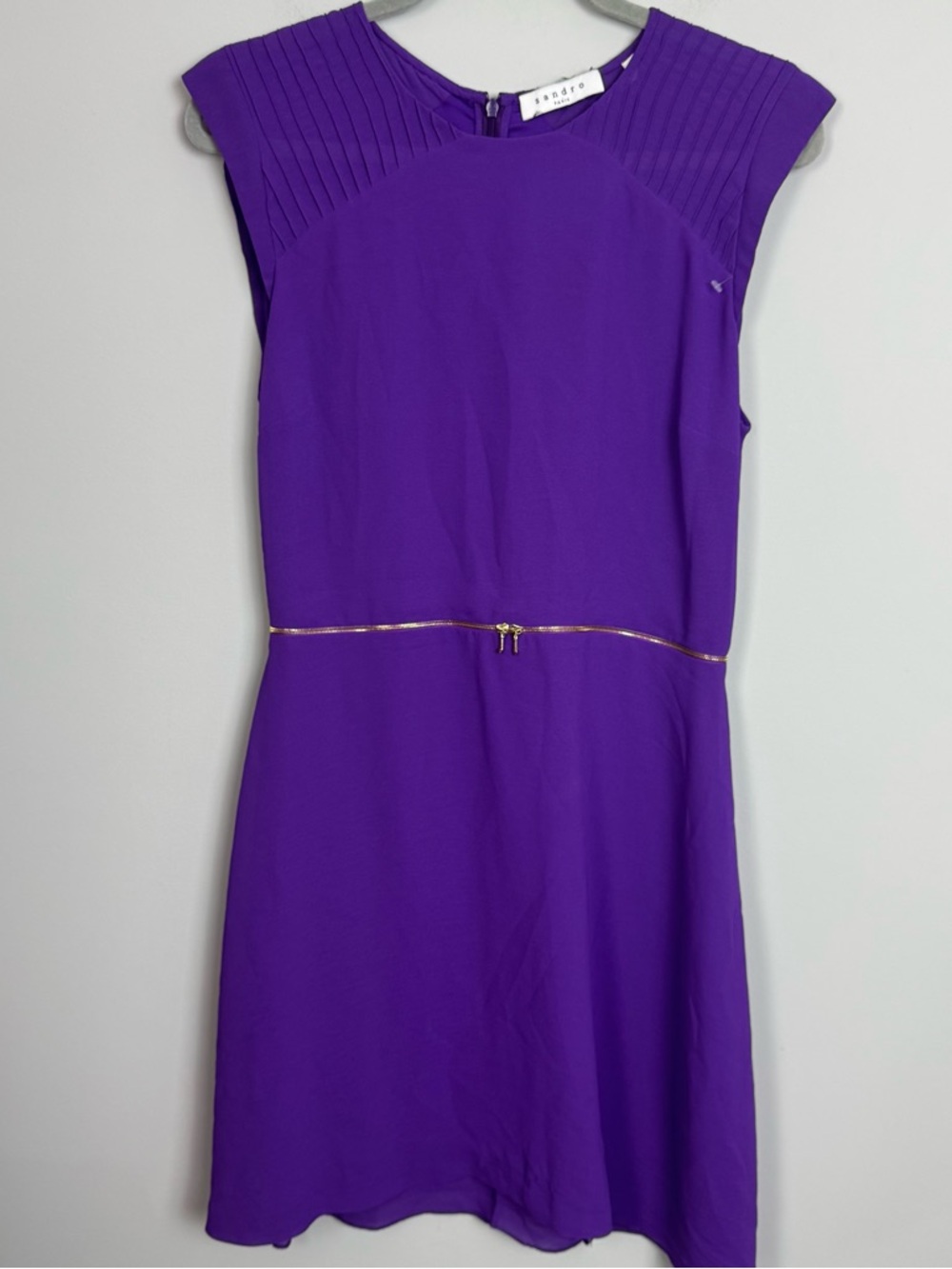 SANDRO PARIS | Purple Sleeveless Sheath Dress with Zipper Waist Women’s Size 8 - Picture 3 of 12